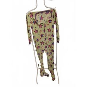 Komar Kids - full length zip up pajamas stars AOP - green - Size 10-12 - EUC